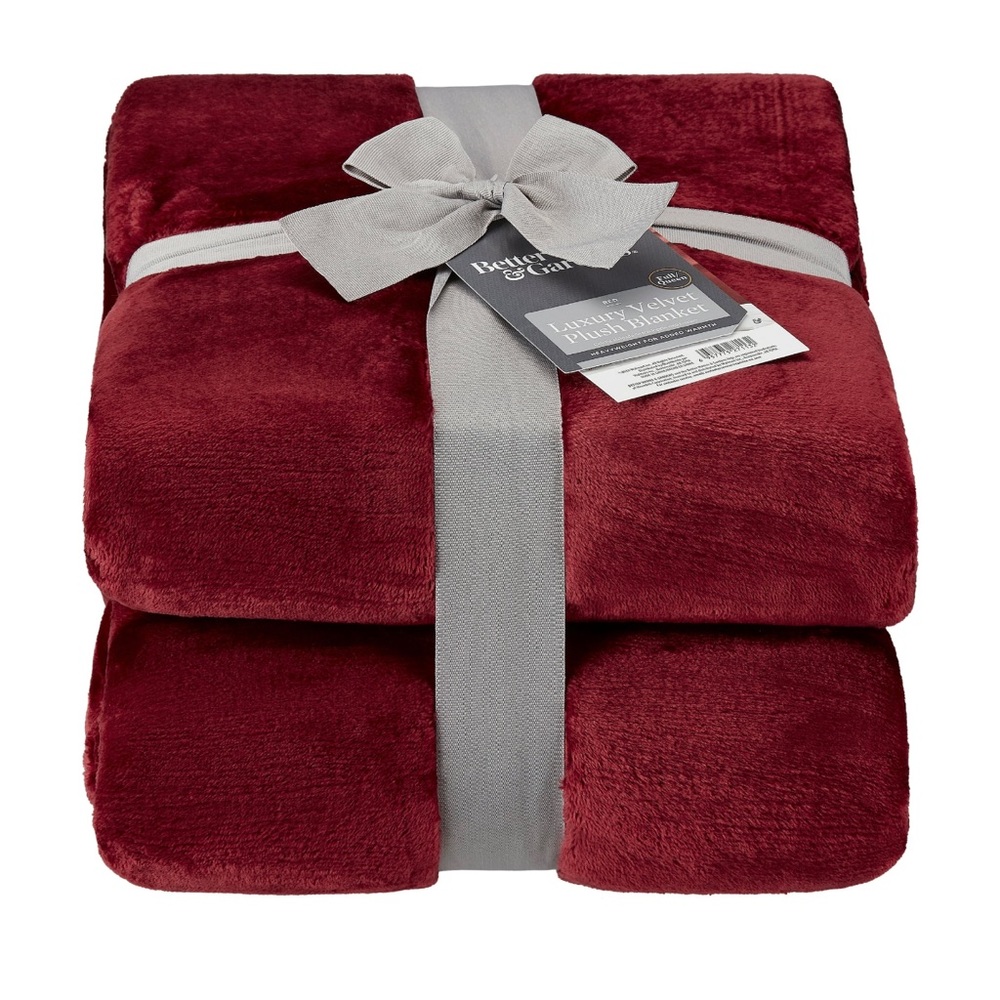Luxury Velvet Plush Blanket, Twin, Red